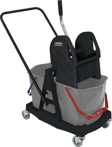 SPRINTUS Reinigungswagen Eimer 2 x 17 l, Presse Kunststoff mit Metallschubbügel