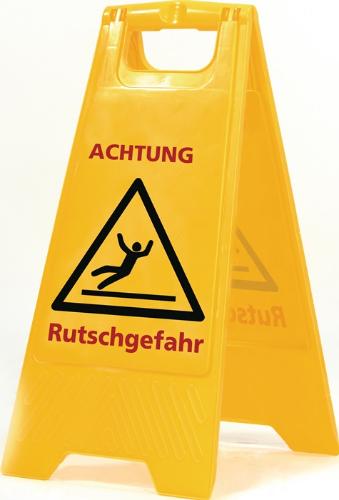 SPRINTUS Warnschild Achtung Rutschgefahr Schriftzug B 300 x H 570 mm signalgelb / schwarz/rot