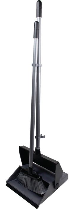 Nölle PROFI BRUSH Kehrset Alu-Stiel mit Klappschaufel und Besen schwarz/silber