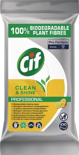 CIF Reinigungstuch Clean & Shine PROFESSIONAL Einwegprodukt 4 Pack á 100 Tücher weiß