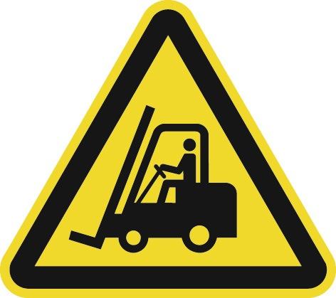 Warnzeichen ASR A1.3/DIN EN ISO 7010 200 mm Warnung vor Flurförderzeugen Kunststoff