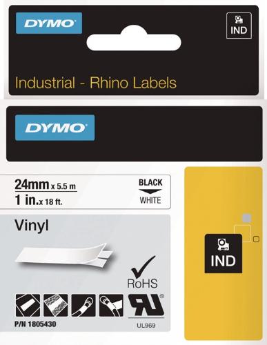 DYMO Schriftband Bandbreite 24 mm Bandlänge 5,5 m Vinylband schwarz auf weiß