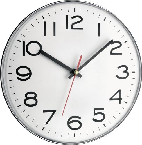 TFA Wanduhr Quarzuhr Kunststoff silber Ø 280 mm 1,5 V Zahlen
