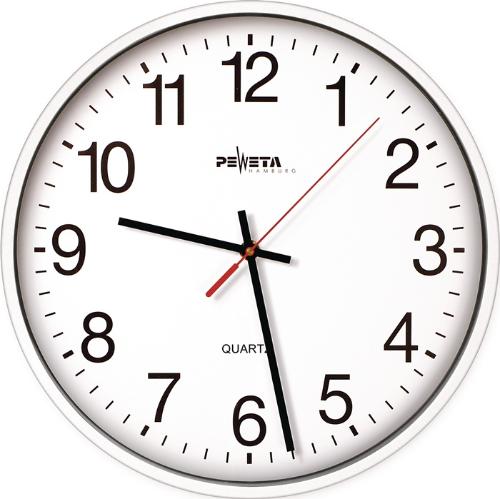 PEWETA Wanduhr Quarzuhr Kunststoff weiß Ø 250 mm 1,5 V arabische Zahlen