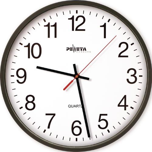 PEWETA Wanduhr Quarzuhr Kunststoff schwarz Ø 250 mm 1,5 V arabische Zahlen