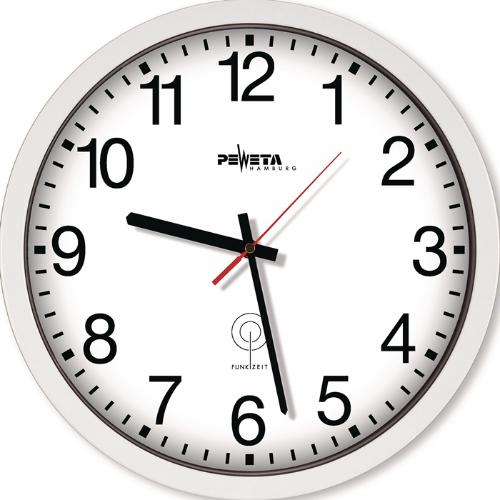 PEWETA Funkuhr Funkuhr Kunststoff weiß Ø 350 mm 1,5 V arabische Zahlen