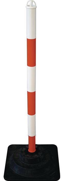 TEMKA GmbH Sperrpfosten PE/PVC rot/weiß Ø 40 mm zum Aufstellen Pfostenkopf mit 4 Kettenaufnahmen
