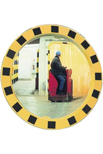 SPL Sicherheits-/Verkehrsspiegel D.600 mm Kunststoff, gelb/schwarz für 2 Richtungen 11 m