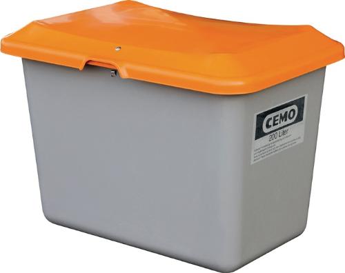 CEMO Streugutbehälter L890xB600xH640 mm 200 l GFK grau/orange ohne Entnahmeöffnung