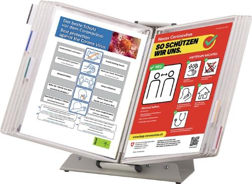 Tarifold Tischständer PVC weiß 10 Sichttafeln A4 lackierter Metallständer