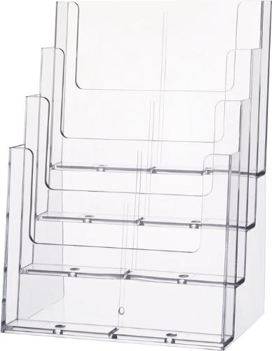 helit Tischprospekthalter 4 x DIN A4 hoch Kunststoff transparent freistehend