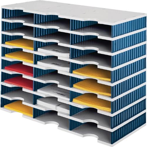 styro Sortierablage Trio 24 Fächer H573xB723xT331mm Polyl grau/blau