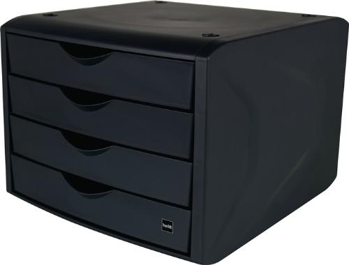 helit Schubladenbox mit Auszugssperre 4 Schubladen schwarz H215xB265xT332 mm