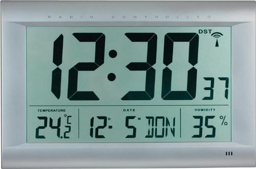 PEWETA Funk-Digitaluhr Funkuhr Kunststoff mattsilber 1,5 V Zahlen