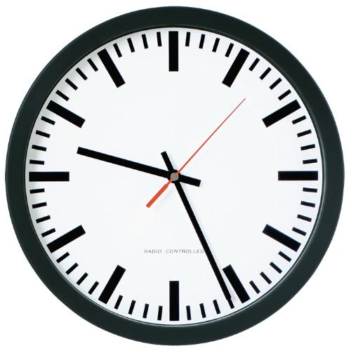 PEWETA Wanduhr Funkuhr Kunststoff schwarz Ø 250 mm 1,5 V Balken Ø 250 mm