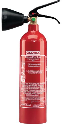GLORIA Kohlendioxidfeuerlöscher 2 kg 34 B mit Wandhalter