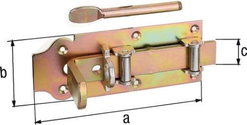 GAH Alberts Stalltür-Rollen-Schlossriegel Länge 200 mm Breite 80 mm Stahl galvanisch gelb verzinkt