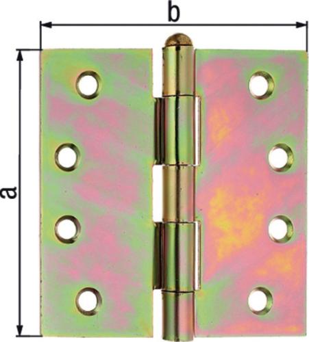 GAH Alberts Scharnier Höhe 76 mm Breite 76 mm Stärke 2,0 mm Stahl galvanisch gelb verzinkt quadratisch
