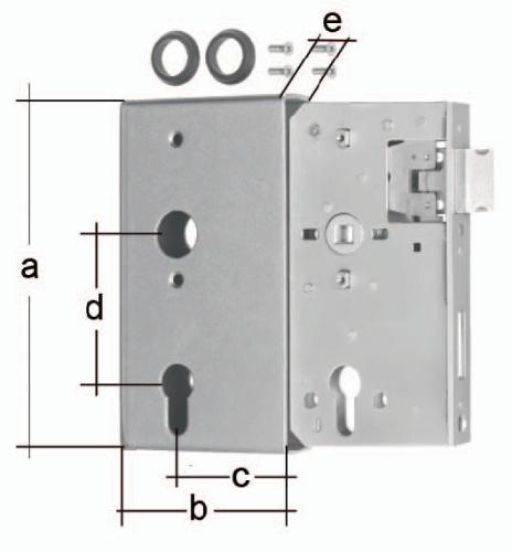GAH Alberts Schlosskasten DIN links / rechts Maß A172xB94xC60 mm Maß E 40 mm Dornmaß 60 mm