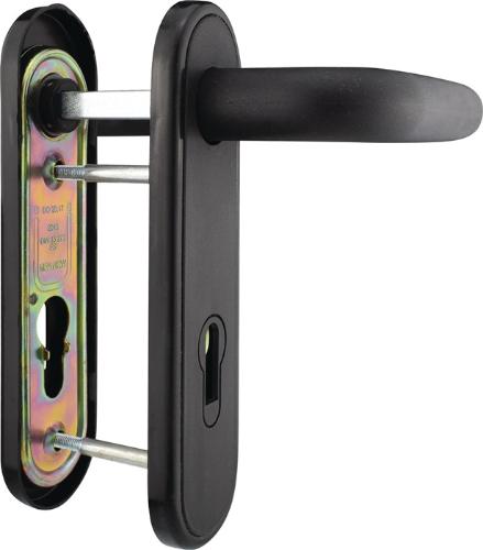 Bever & Klophaus Feuerschutzgarnitur 80PR Kunststoff sw für Türstärke 40-66 mm PZ abgerundet DIN links / rechts