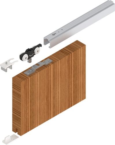 HELM Schiebetürsystem 73 80 kg 2100 mm Edelstahl-Effekt Holztüren ab 20 mm Komplettset 910 -1100 mm Deckenmontage
