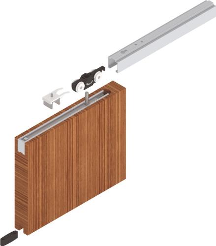 HELM Schiebetürsystem 73 ME-A 2100 mm Edelstahl-Effekt 910 -1100 mm Deckenmontage Holztüren ab 35 mm Komplettset
