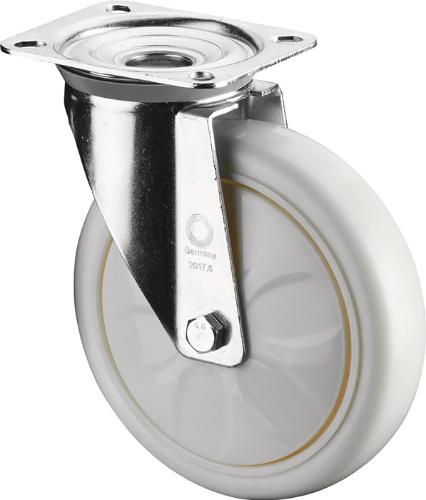 BS Rollen Lenkrolle Rad-Ø 125 mm Tragfähigkeit 450 kg Kunststoff Platte L135xB110 mm Farbe Rolle weiß