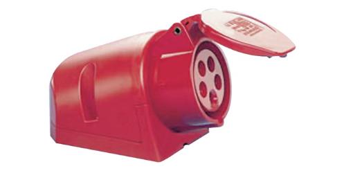 JÄGER CEE-Wanddose 32 A 400 V Steckerstellung 6 h mit Klappdeckel IP44