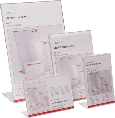 helit Tischaufsteller 150 x 100 mm quer Acryl transparent freistehend