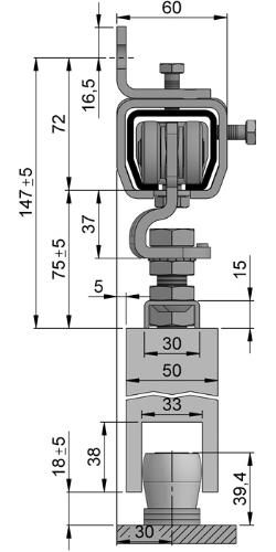 HELM Schiebetorgarnitur SP400W101 blau verzinkt Laufprofillänge 2000 mm Flügelgewicht max. 400 kg