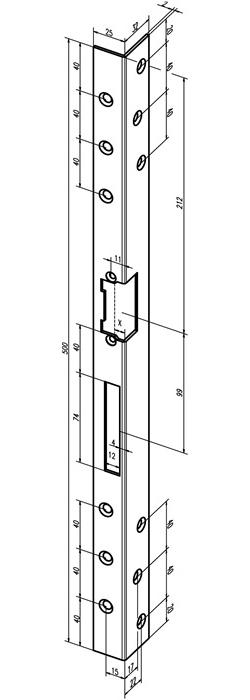 ASSA ABLOY Sicherheits-Winkelschließblech 312 Länge 500 mm Stärke 2 mm Stahl geschliffen verzinkt DIN links