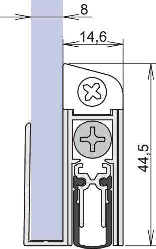 Athmer Türdichtung Schall-Ex® GS-8 1-407 1-seitig Länge 1083 mm Aluminium silberfarben eloxiert grau Glastüren links/rechts