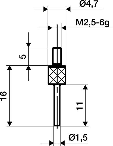 Käfer Messeinsatz Ø 1,5 mm Länge 11 mm Stift M2,5 Stahl passend zu Messuhren