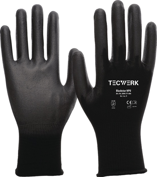 TECWERK Handschuhe Blackstar NPU Größe 8 (L) schwarz EN 388 PSA-Kategorie II