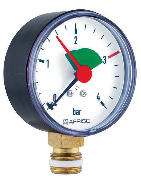 AFRISO Manometer Anzeigebereich 0/4 bar HZ 63, G 3/8Z B, radial