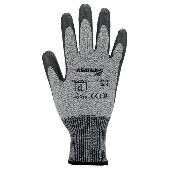 ASATEX Schnittschutzhandschuhe Größe 8 graumeliert/schwarz EN 388 PSA-Kategorie II