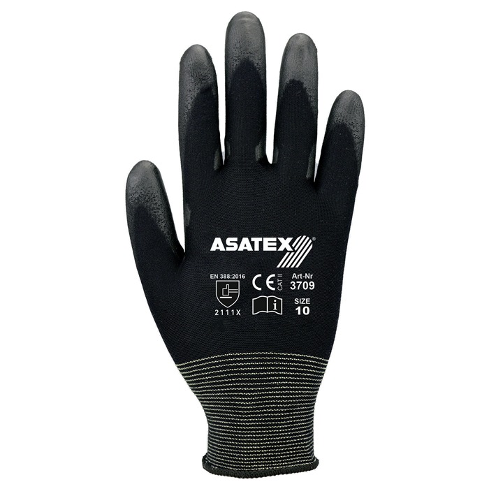 ASATEX Handschuhe Größe 7 schwarz Polyamid m. Soft-Polyurethan