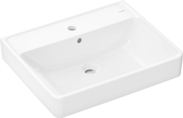 hansgrohe Waschtisch Xanuia Q 600 x 480, weiß mit Hahnloch und Überlauf