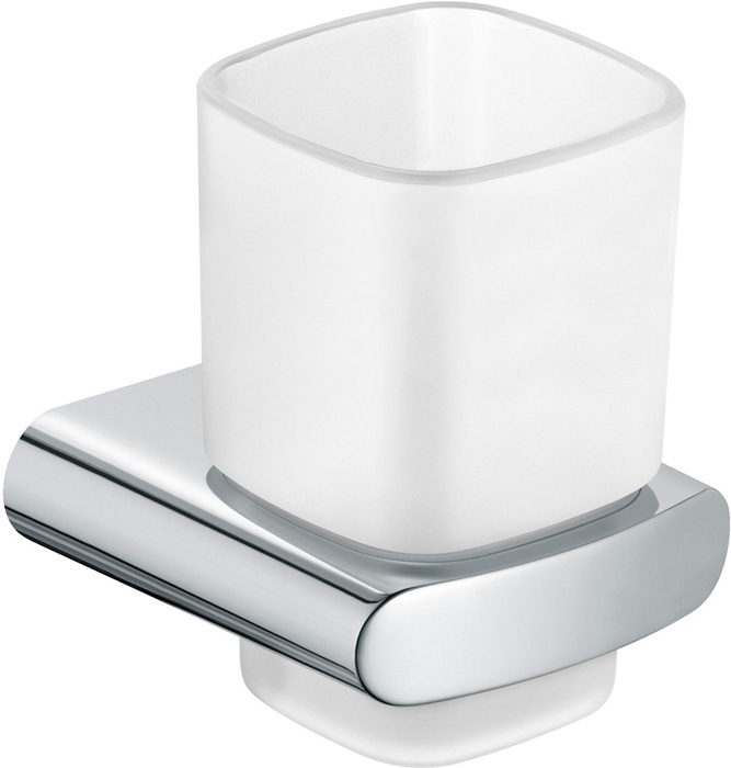 KEUCO Glashalter ELEGANCE komplett mit Echtkristall-Glas, mattiert verchromt