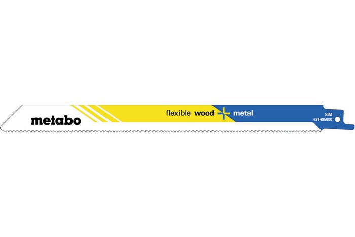 metabo Säbelsägeblätter flexible wood L.225mm Dicke 0,9mm ZAhnteilung1,8-2,6mm BiMetall/10-14TPI geschränkt gefräst f.Holz/Bleche/Rohre/Profile/Kunststoffe