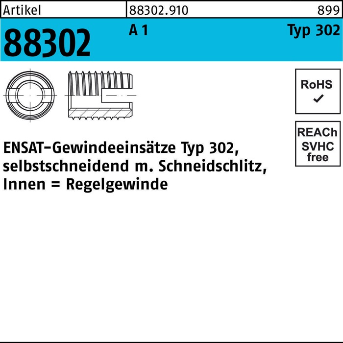 ENSAT Gewindeeinsatz R 88302 Typ 302 M 4 x 8 A 1