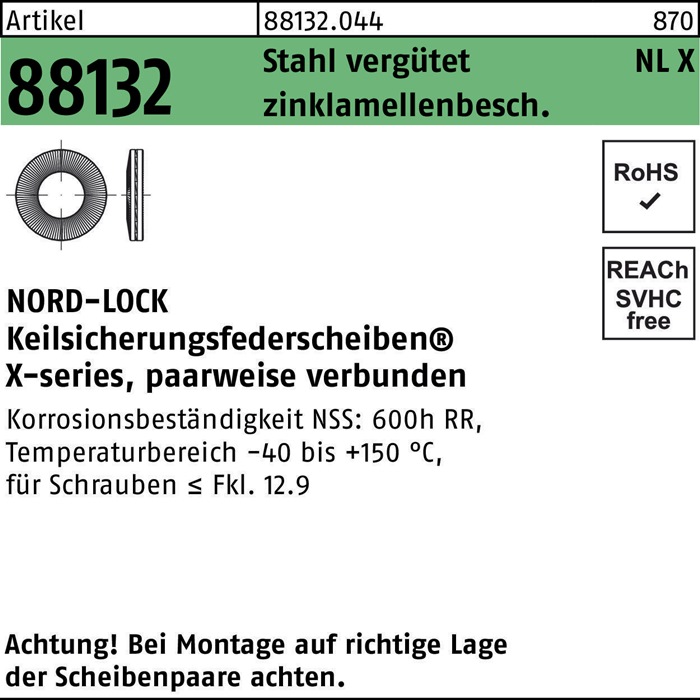NORD-LOCK Unterlegscheibe R 88132 NLX 6 Stahl vergütet zinklamellenbeschichtet