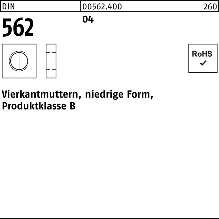 Reyher Vierkantmutter DIN 562 niedrige Form M 5 Automatenstahl