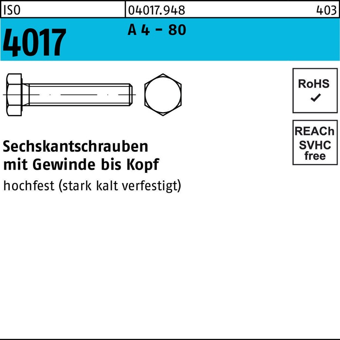 BUFAB Sechskantschraube ISO 4017 VG M 10 x 35 A 4 - 80