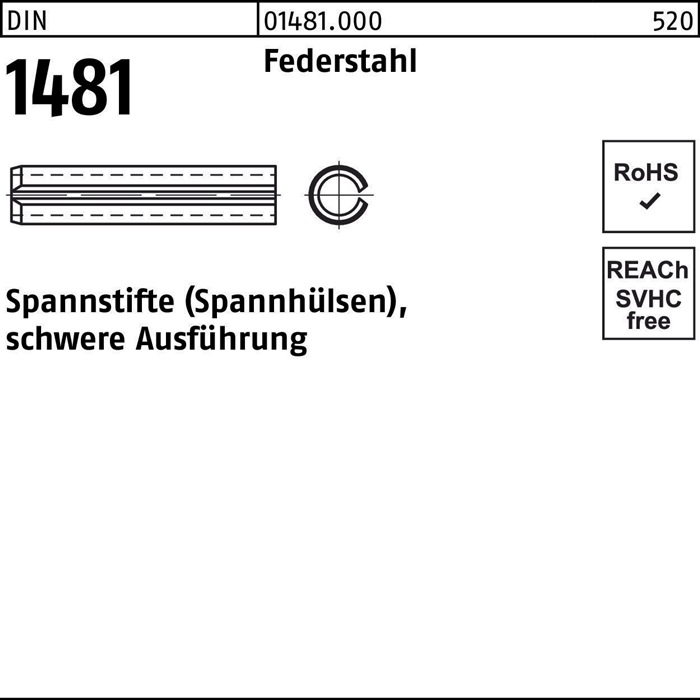 Reyher Spannstift DIN 1481 21 x 40 Federstahl schwere Ausführung DIN 1481