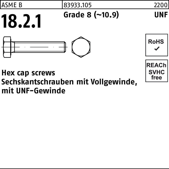 Reyher Sechskantschraube R 83933 m.UNF-Gewinde VG 1/4 x 3/4 Grade 8 (~10.9)