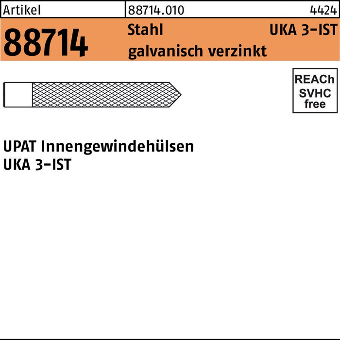 UPAT Innengewindehülse R 88714 UKA IST M 16 x 120 Stahl galvanisch verzinkt