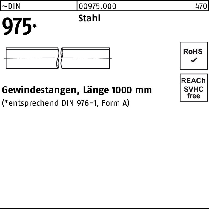 Reyher Gewindestange DIN 975 M 3 x 1000mm Stahl