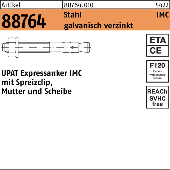 UPAT Expressanker R 88764 IMC 12/ 30/126 Stahl galvanisch verzinkt S