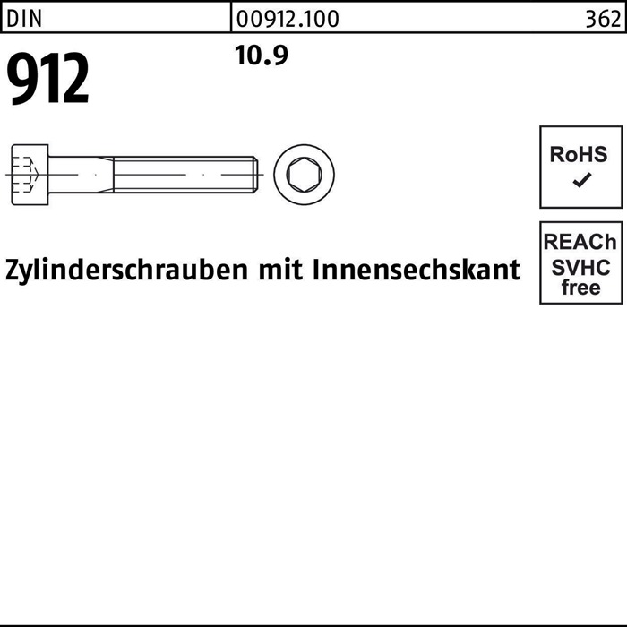 Reyher Zylinderschraube DIN 912 m.Innensechskant M 12 x 70 10.9